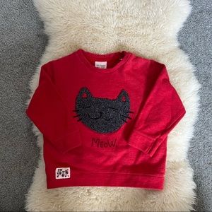 Zara Baby Boy Cat Red Sweatshirt Size 18-24 Months